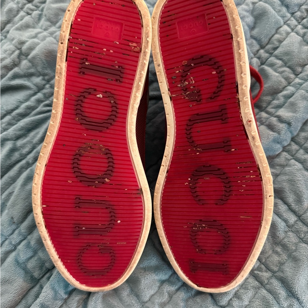 Gucci Red Sneakers Classic High-Top Design - Picture 5 of 7
